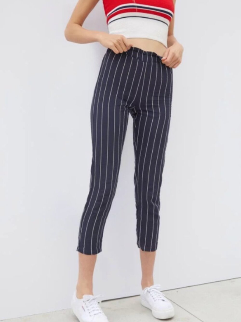 Kendall & Kylie Striped Smocked Waist Pants